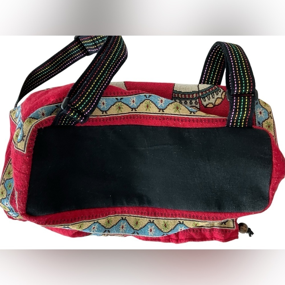 Red Elephant Tapestry Drawstring Boho Backpack - Picture 7 of 7